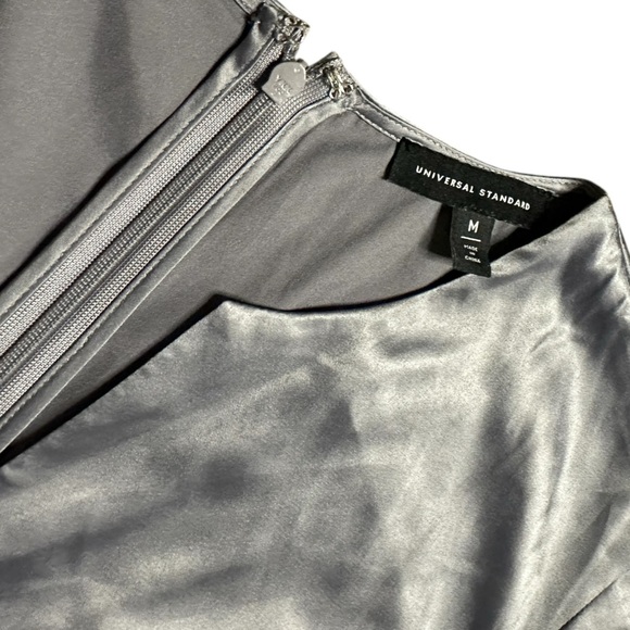 Universal Standard Glossy Gray Alexandrina Satin Pocket Dress Medium - Picture 6 of 8